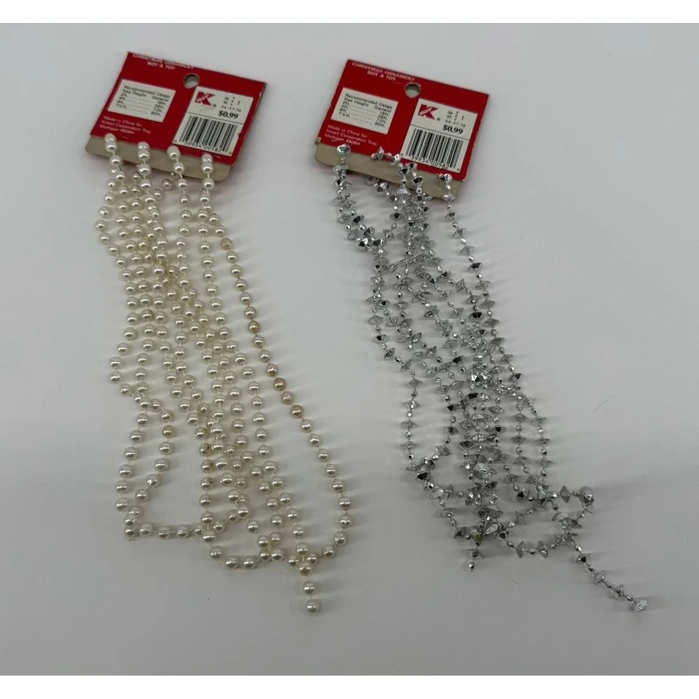 Lot 2 Bead Garland Pearl Silver Crystal Christmas Tree Wedding Craft Decor